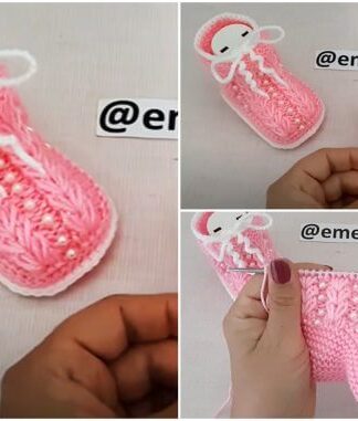 How to Make Two Skewers Wheat Ear Patterned Baby Booties ?
